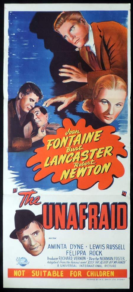 THE UNAFRAID Original Daybill Movie Poster Burt Lancaster Joan Fontaine