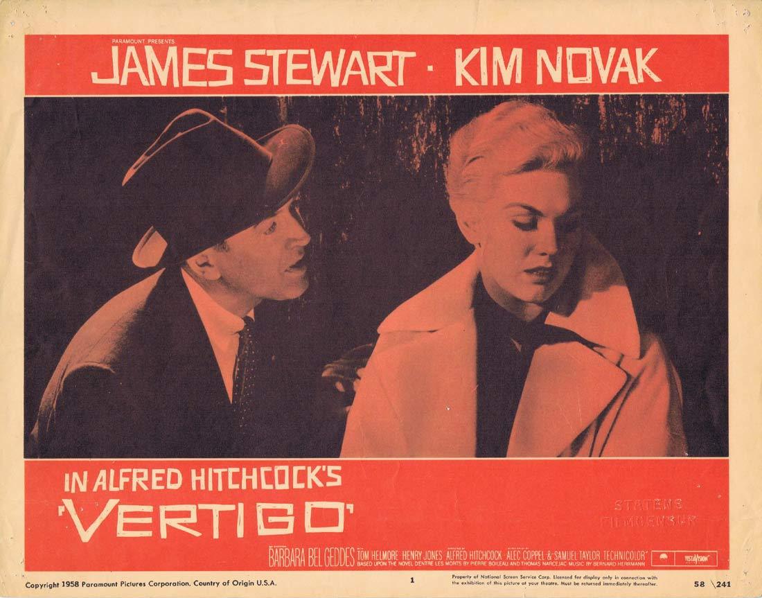 VERTIGO Lobby Card 1 James Stewart Alfred Hitchcock Kim Novak