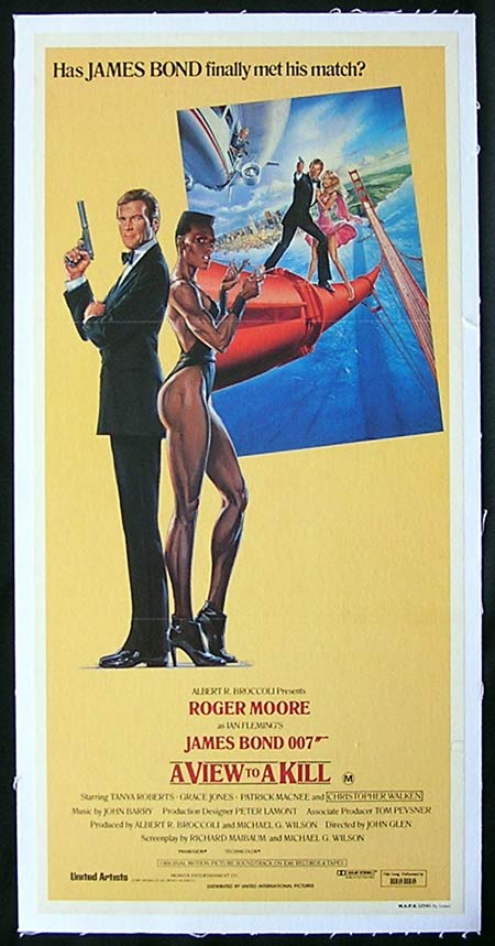A VIEW TO A KILL daybill Movie poster 1985 James Bond LINEN BACKED