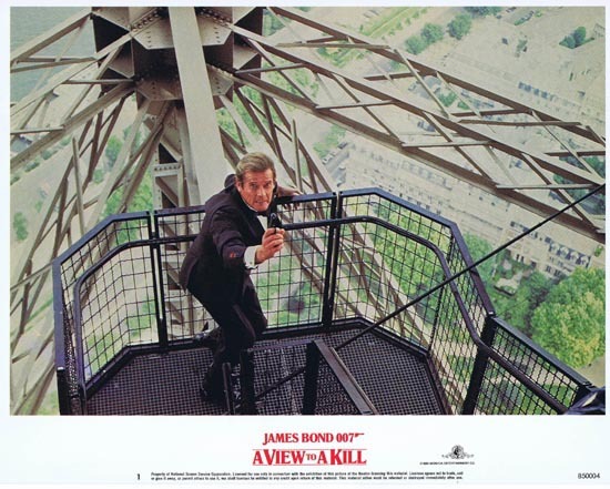A VIEW TO A KILL 1985 James Bond on the Eiffel Tower Best scene US Lobby Card 1