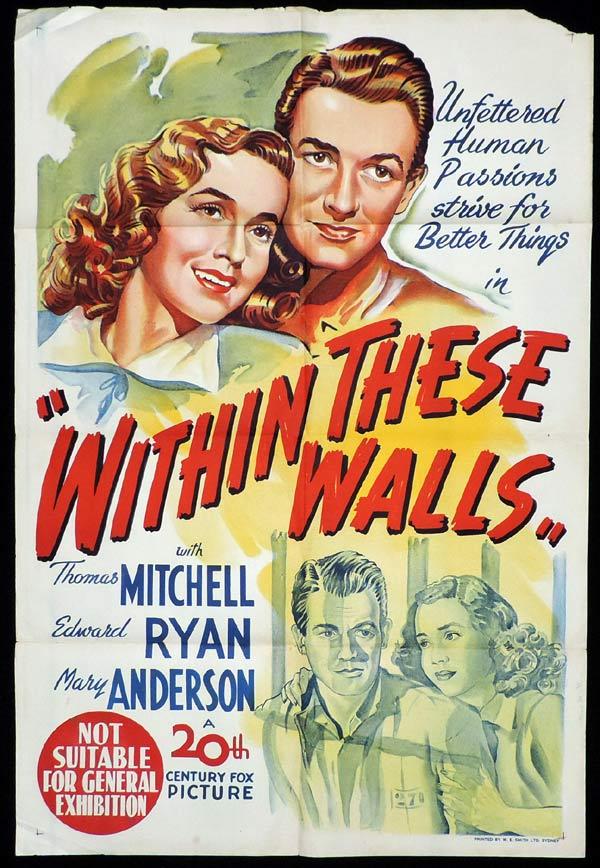 WITHIN THESE WALLS One Sheet Movie Poster Thomas Mitchell Mary Anderson