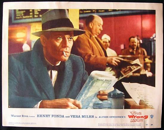 THE WRONG MAN Lobby card 6 Alfred Hitchcock Cameo!