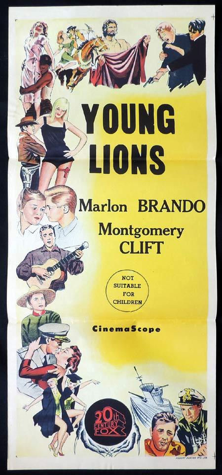 THE YOUNG LIONS Rare TWENTIETH CENTURY FOX Stock Blank Daybill Movie poster 1950s