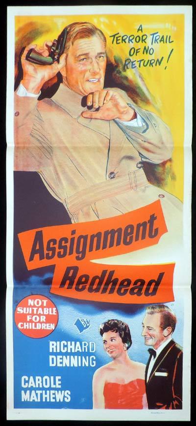 ASSIGNMENT REDHEAD Daybill Movie poster Richard Denning Film Noir Carole Mathews