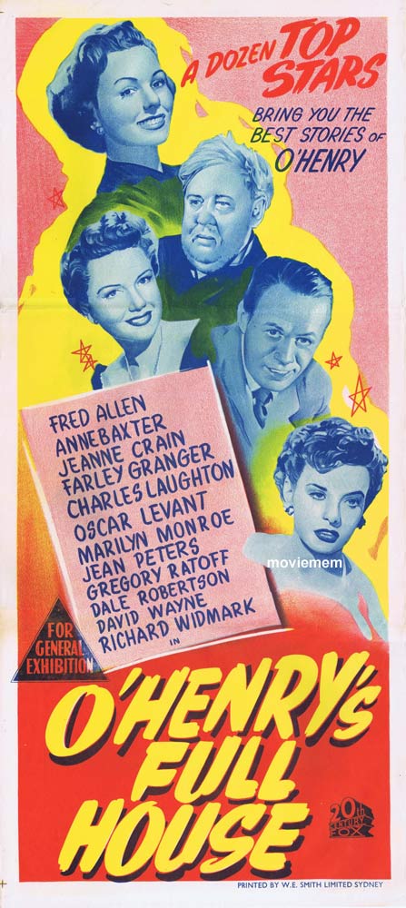 O’HENRY’S FULL HOUSE Original Daybill Movie Poster Marilyn Monroe O’Henry