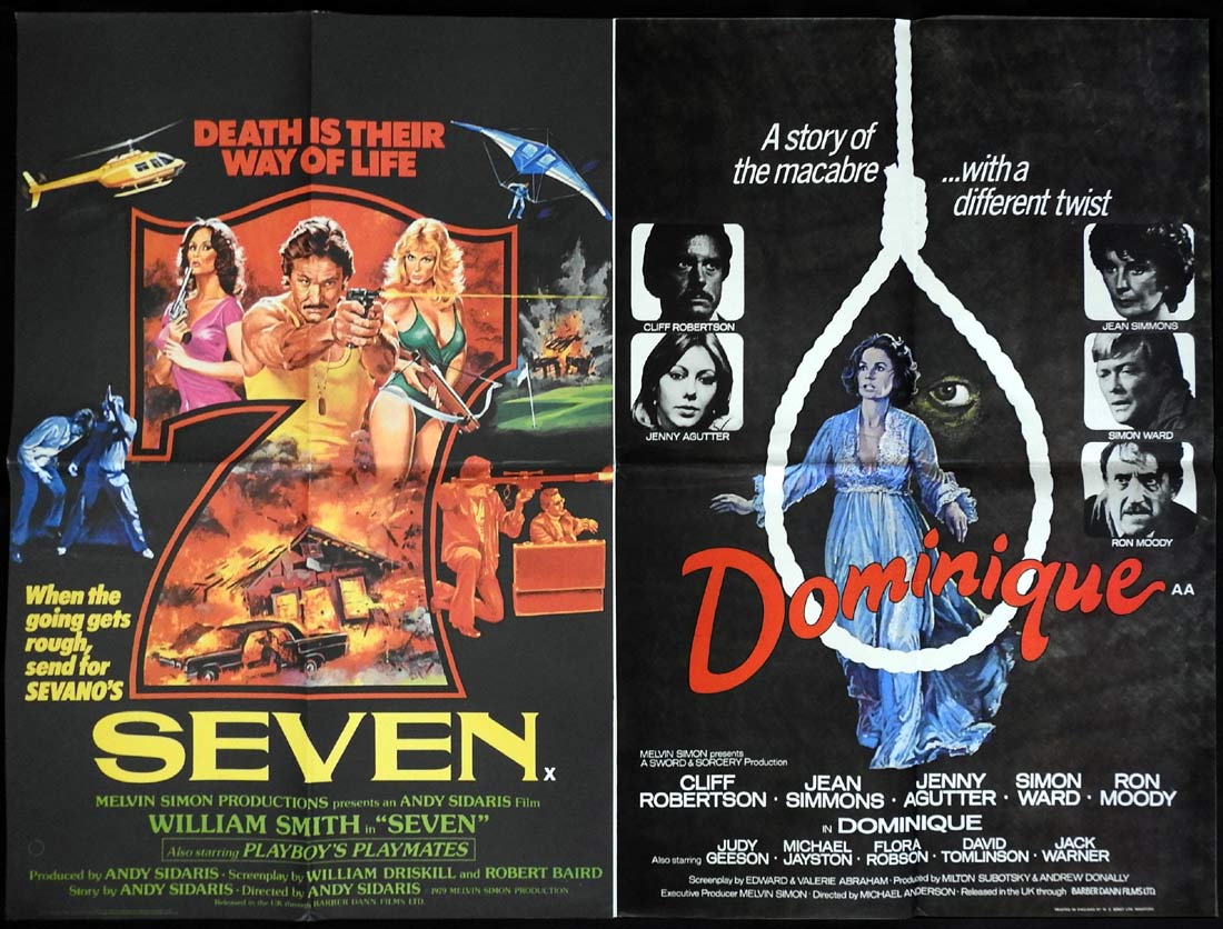 SEVEN and DOMINIQUE British Quad Movie poster Double Feature