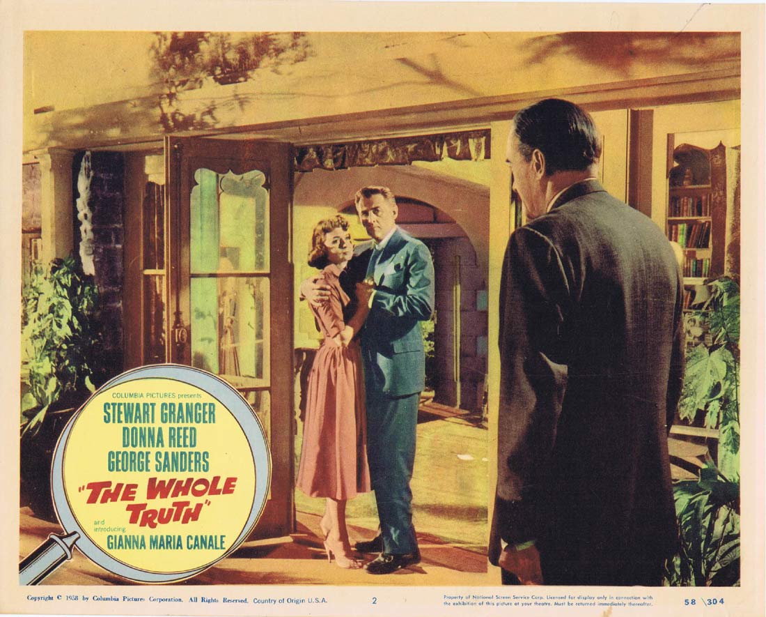 THE WHOLE TRUTH Original Lobby Card 2 Stewart Granger Donna Reed George Sanders