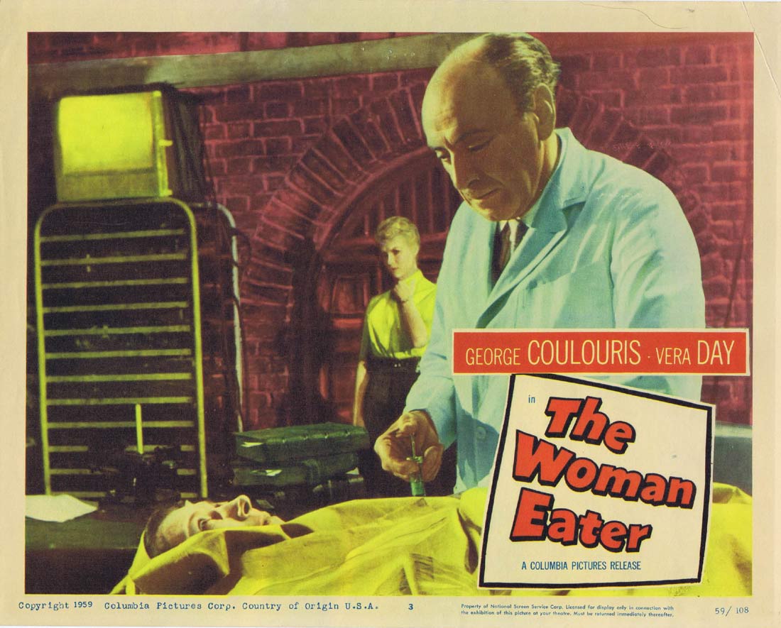 THE WOMAN EATER Original Lobby Card 3 George Coulouris Vera Day Sci Fi