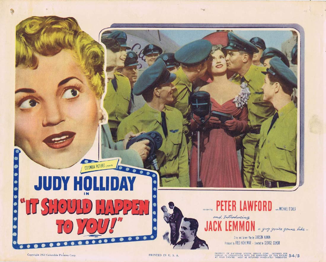 IT SHOULD HAPPEN TO YOU Original Lobby Card 2 Judy Holliday Peter Lawford
