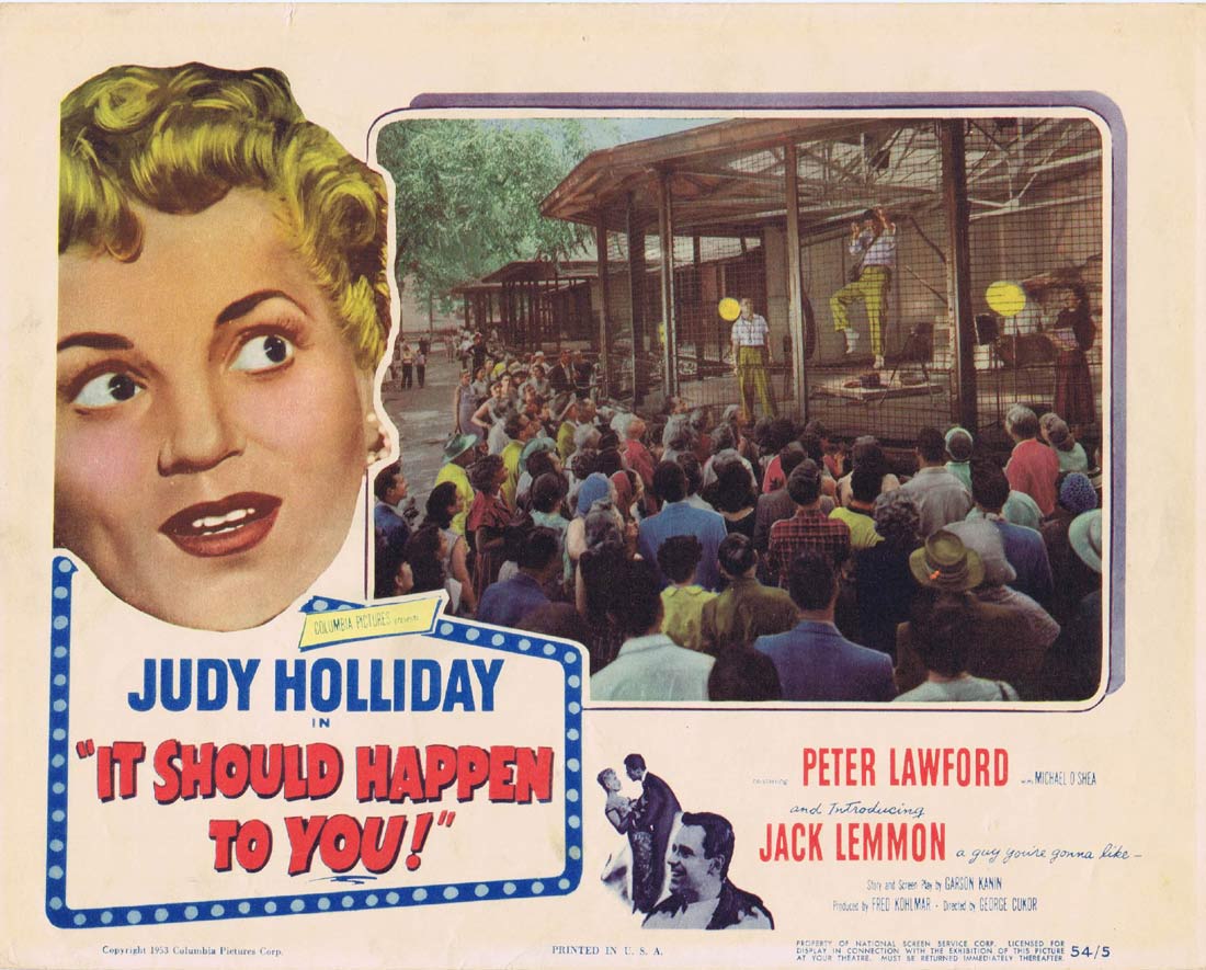 IT SHOULD HAPPEN TO YOU Original Lobby Card 3 Judy Holliday Peter Lawford