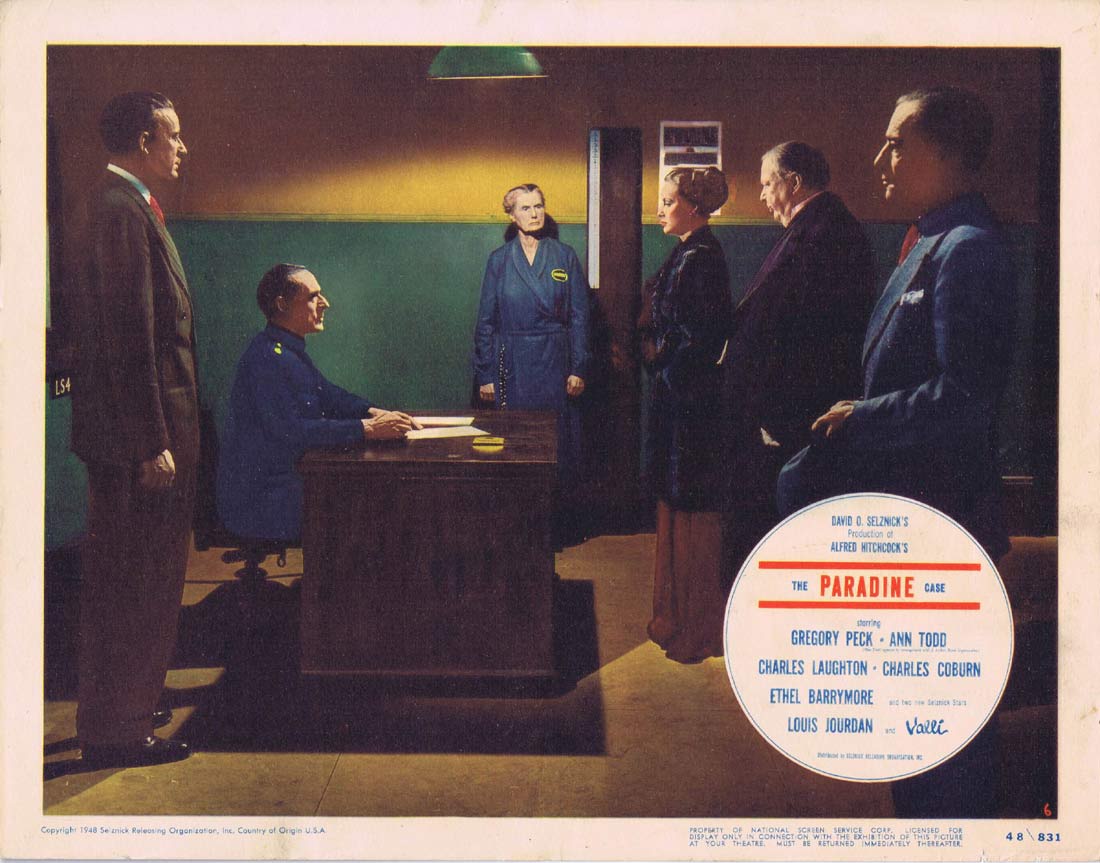 THE PARADINE CASE Lobby card 6 1948 Gregory Peck Alfred Hitchcock