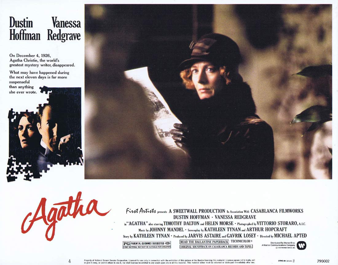 AGATHA Original Lobby Card 4 Dustin Hoffman Vanessa Redgrave