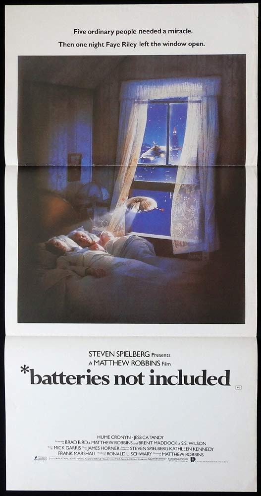 BATTERIES NOT INCLUDED Original Daybill Movie Poster Hume Cronyn Jessica Tandy