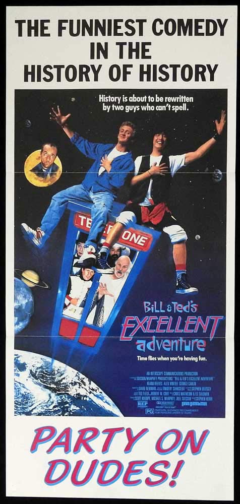 BILL AND TED’S EXCELLENT ADVENTURE Original Daybill Movie Poster Keanu Reeves Alex Winter