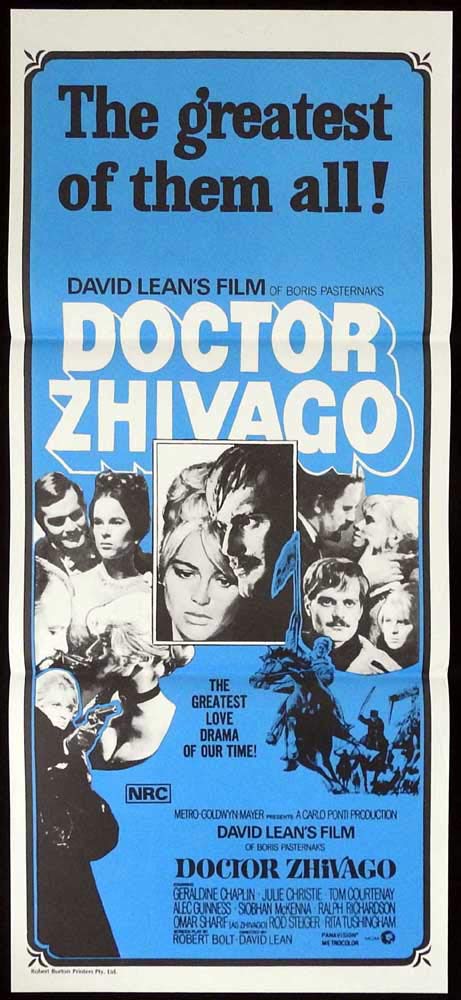 DOCTOR ZHIVAGO Original 70sr Daybill Movie Poster Omar Sharif Julie Christie Blue