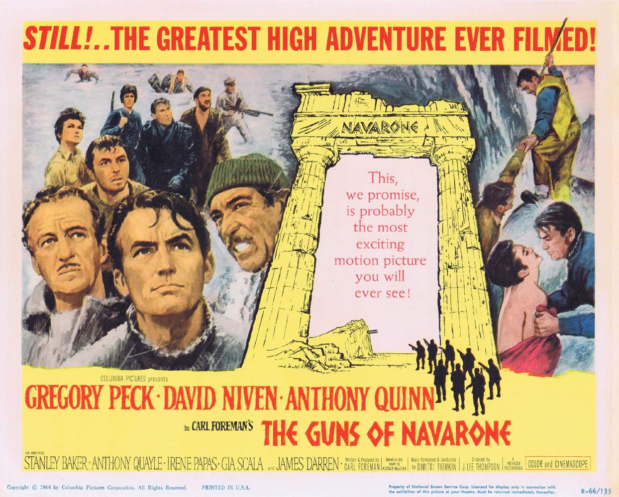 GUNS OF NAVARONE 1966r Original Title Lobby Card Gregory Peck
