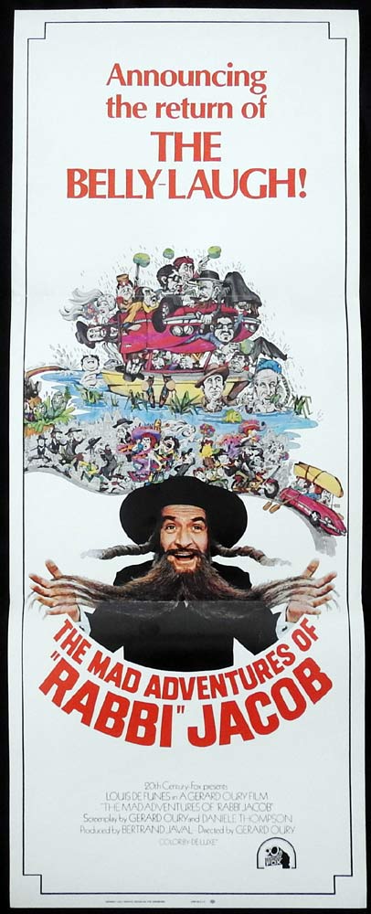 THE MAD ADVENTURES OF RABBI JACOB Original US Insert Movie Poster Louis de Funès