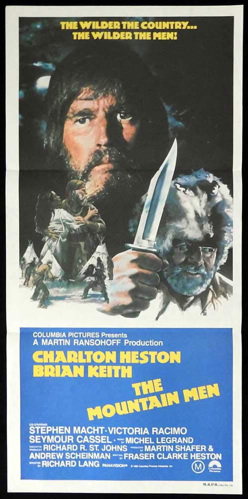 THE MOUNTAIN MEN Original Daybill Movie Poster Charlton Heston Brian Keith