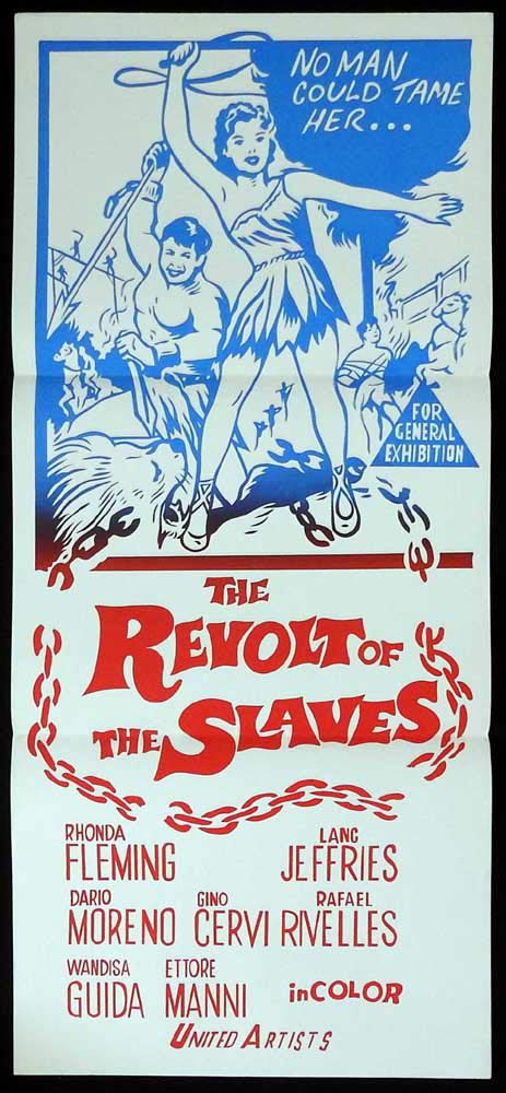 THE REVOLT OF THE SLAVES Original Daybill Movie Poster Rhonda Fleming Lang Jeffries 60sr