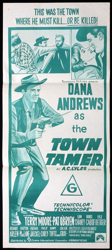 TOWN TAMER Original Daybill Movie Poster Dana Andrews Terry Moore 60s