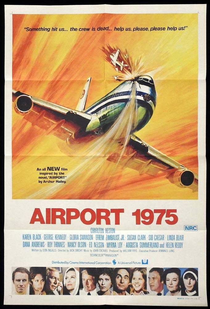 AIRPORT 1975 Original One sheet Movie poster Charlton Heston Karen Black