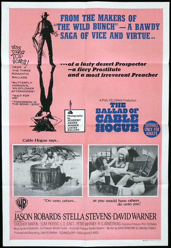 THE BALLAD OF CABLE HOGUE Original One sheet Movie poster Jason Robards Stella Stevens