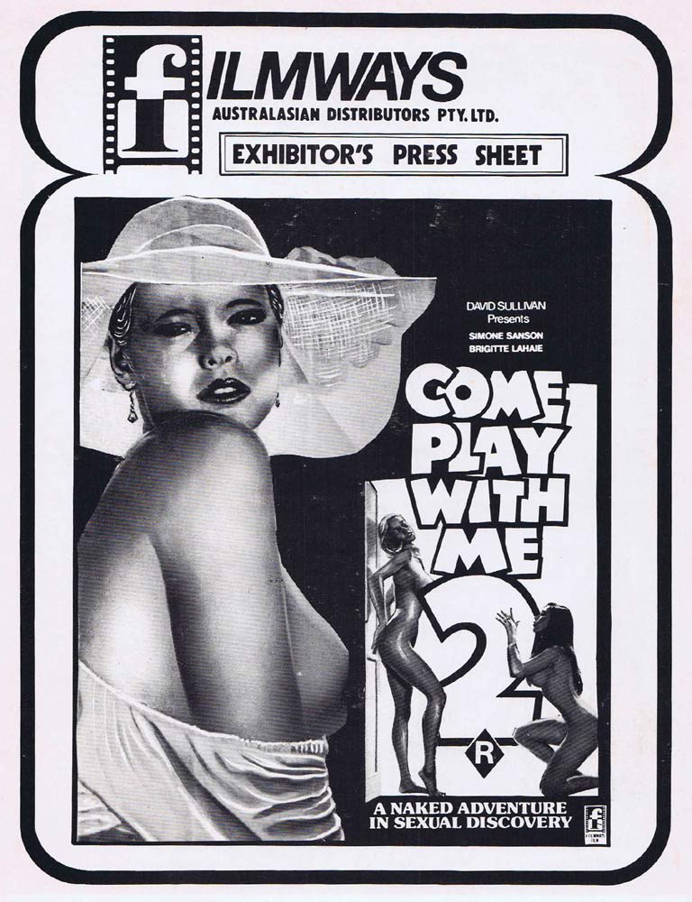 COME PLAY WITH ME 2 Rare AUSTRALIAN Movie Press Sheet Erwin C. Dietrich