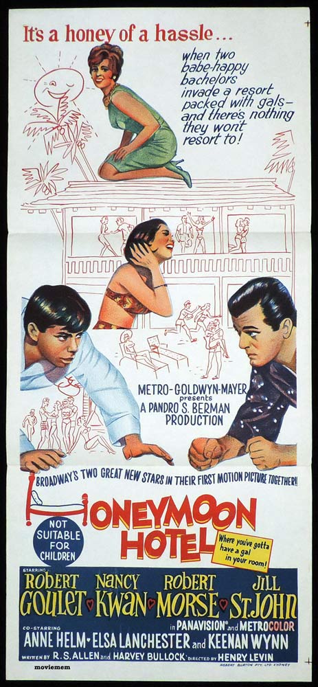 HONEYMOON HOTEL Original Daybill Movie Poster Robert Goulet Nancy Kwan