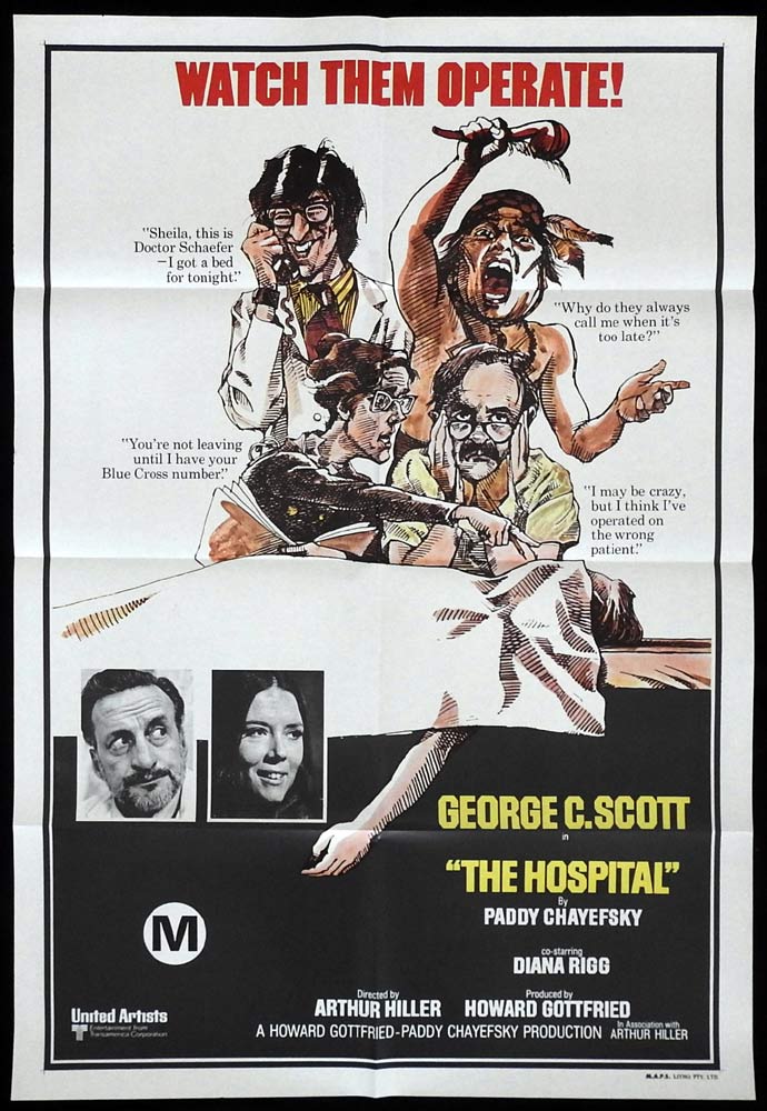 THE HOSPITAL Original One sheet Movie poster George C. Scott Diana Rigg