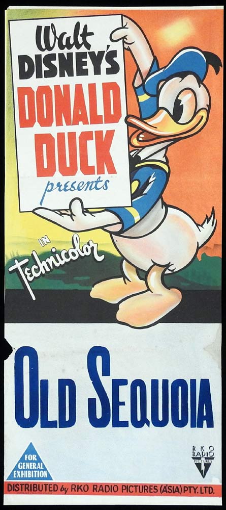 OLD SEQUOIA Original Daybill Movie poster DONALD DUCK Disney RKO 1945