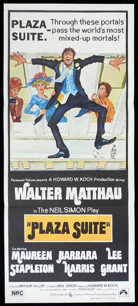 PLAZA SUITE Original Daybill Movie poster Walter Matthau Maureen Stapleton