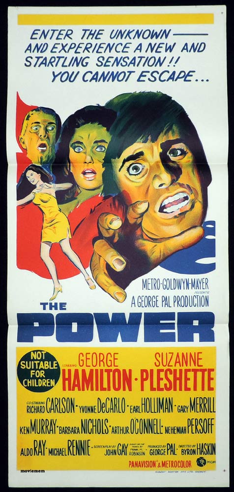 THE POWER Original Daybill Movie Poster George Hamilton Suzanne Pleshette