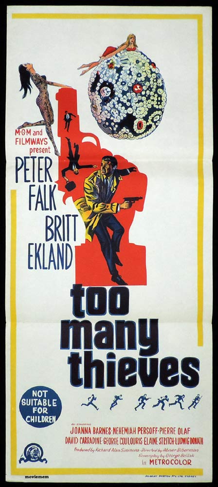TOO MANY THIEVES Original Daybill Movie Poster Peter Falk Britt Ekland