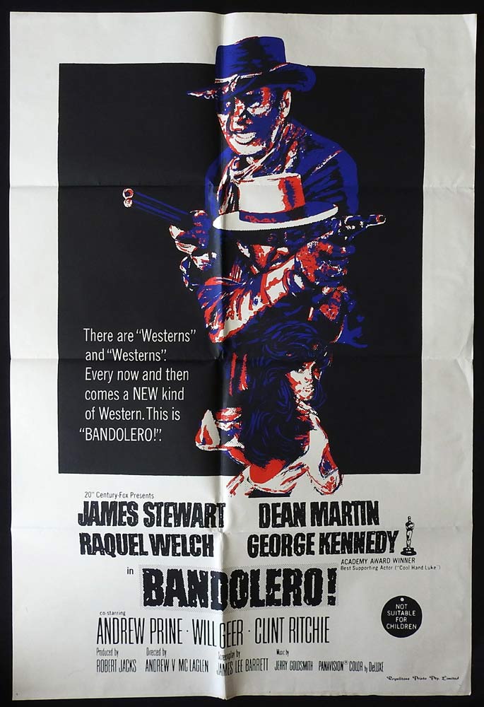 BANDALERO Original On sheet Movie poster James Stewart Raquel Welch