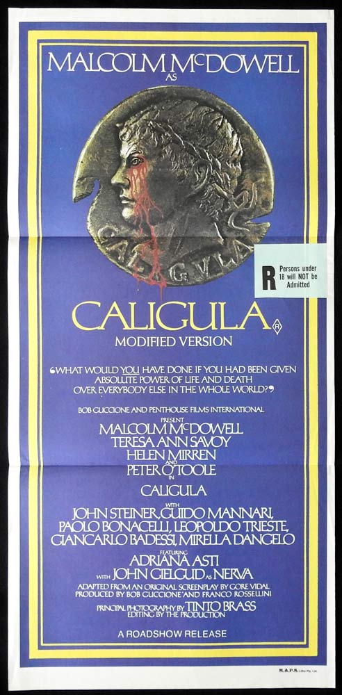 CALIGULA Original Daybill Movie poster Gore Vidal Malcolm McDowell