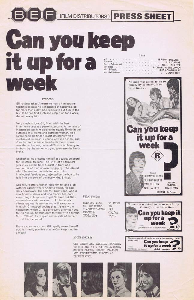 CAN YOU KEEP IT UP FOR A WEEK Rare AUSTRALIAN Movie Press Sheet