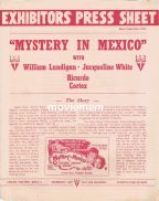 MYSTERY IN MEXICO Rare RKO AUSTRALIAN Movie Press Sheet William Lundigan