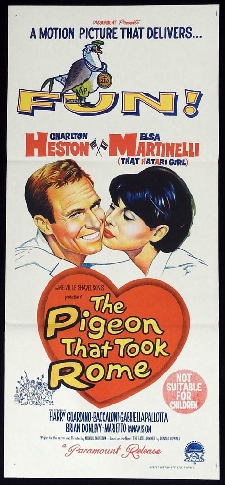 THE PIGEON THAT TOOK ROME Original Daybill Movie Poster Charlton Heston