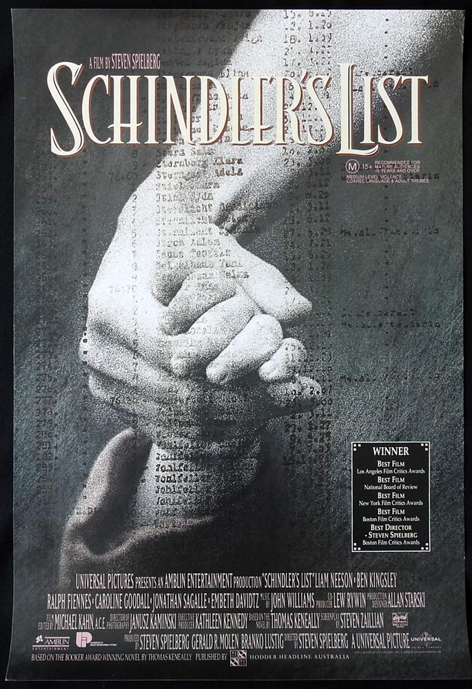 SCHINDLER’S LIST Original Daybill Movie Poster Liam Neeson Steven Spielberg
