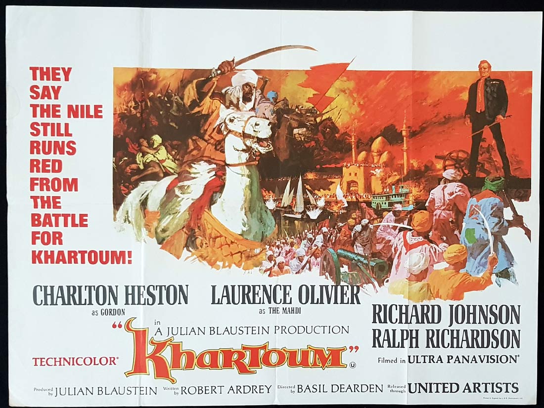 KHARTOUM Original British Quad Movie Poster Charlton Heston Laurence Olivier