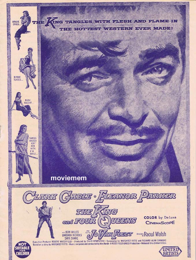 THE KING AND FOUR QUEENS Rare AUSTRALIAN Movie Press Sheet Clark Gable Eleanor Parker