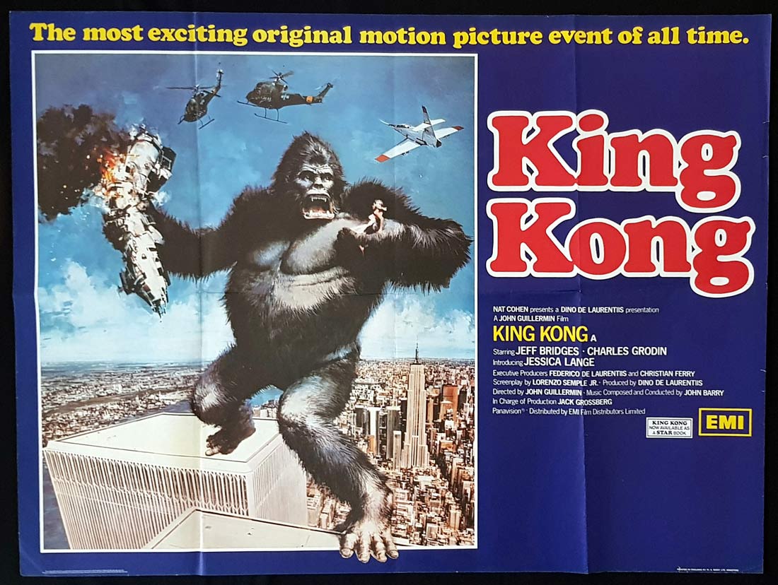 KING KONG Original British Quad Movie Poster Jeff Bridges Charles Grodin