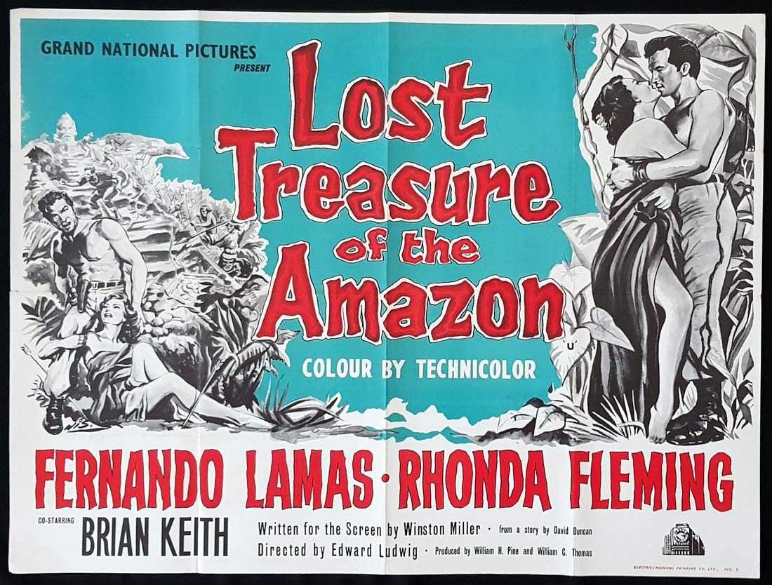 LOST TREASURE OF THE AMAZON Original British Quad Movie Poster Rhonda Fleming