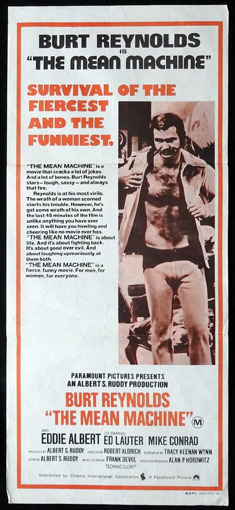 THE MEAN MACHINE Original daybill Movie poster Burt Reynolds