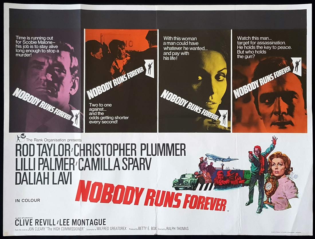 NOBODY RUNS FOREVER Original British Quad Movie Poster Rod Taylor