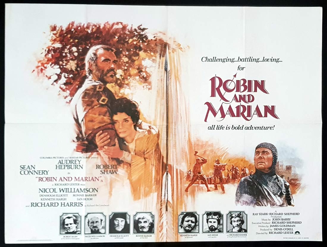 ROBIN AND MARIAN Original British Quad Movie Poster Sean Connery Audrey Hepburn