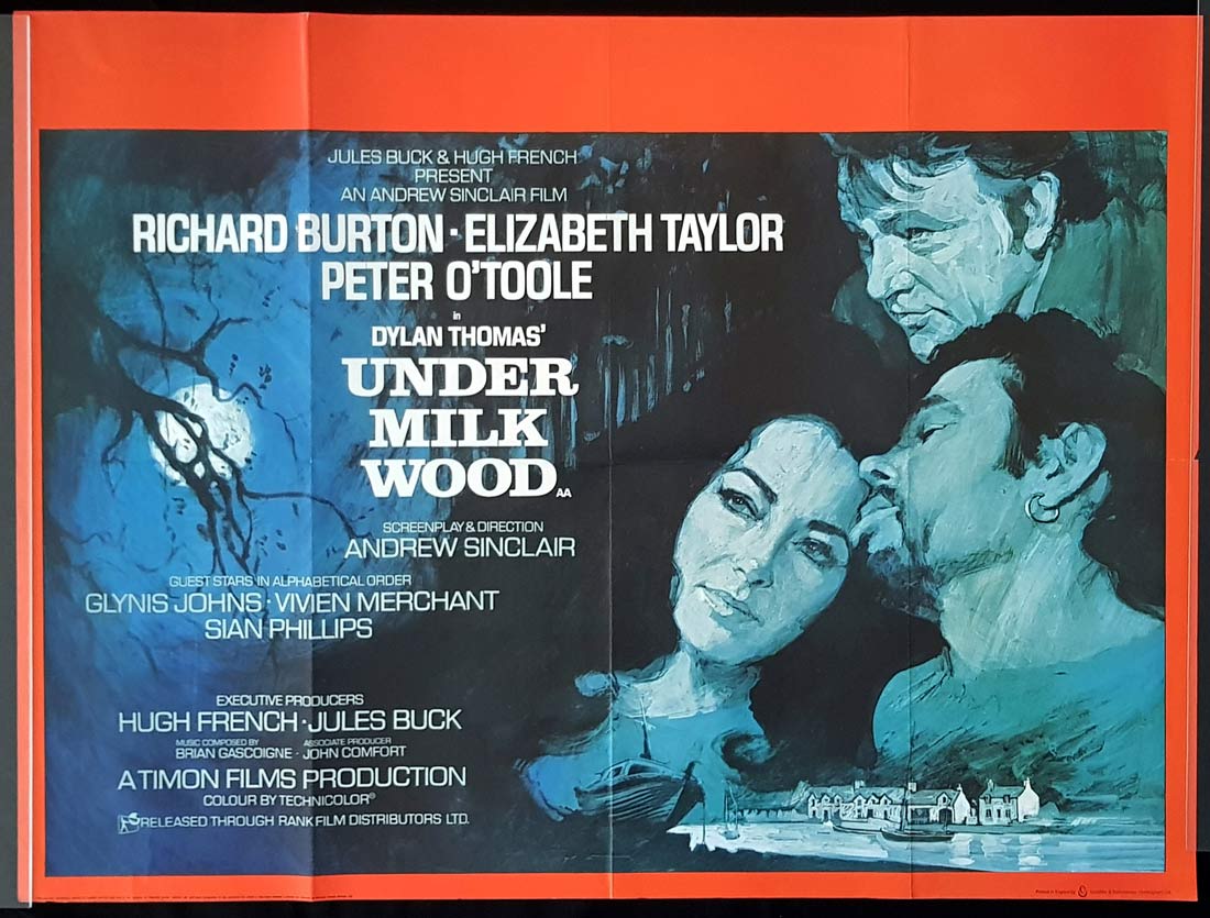 UNDER MILK WOOD Original British Quad Movie Poster Richard Burton