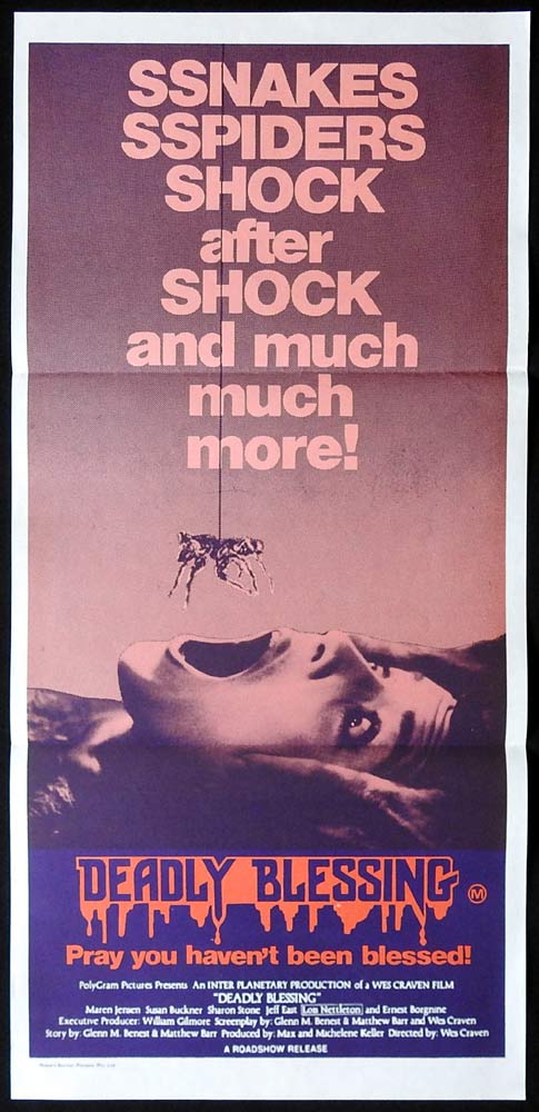 DEADLY BLESSING Original Daybill Movie poster Sharon Stone Wes Craven