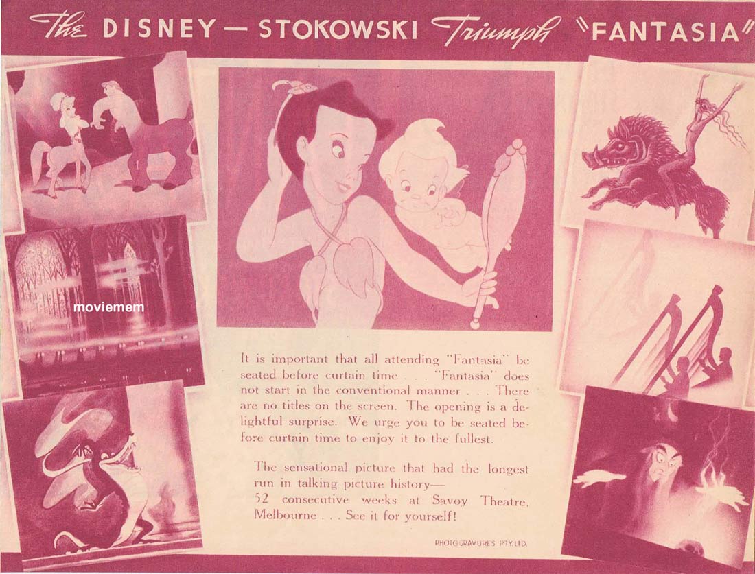 FANTASIA Original Vintage Movie Herald 1940 Disney Mickey Mouse