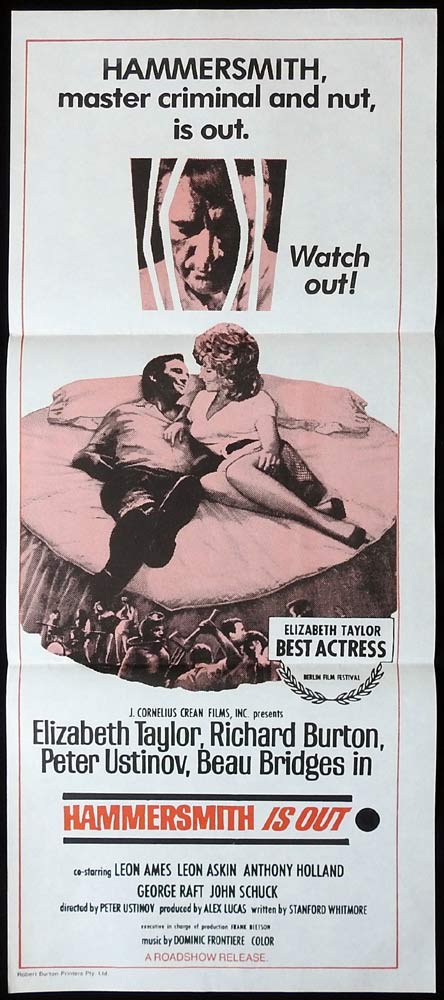 HAMMERSMITH IS OUT Original Daybill Movie poster Elizabeth Taylor Richard Burton